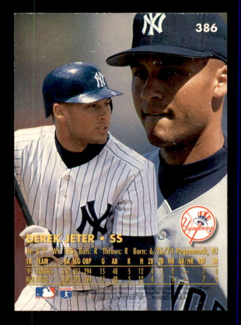 Derek Jeter Rookie Card 1996 Ultra #386 Image 2