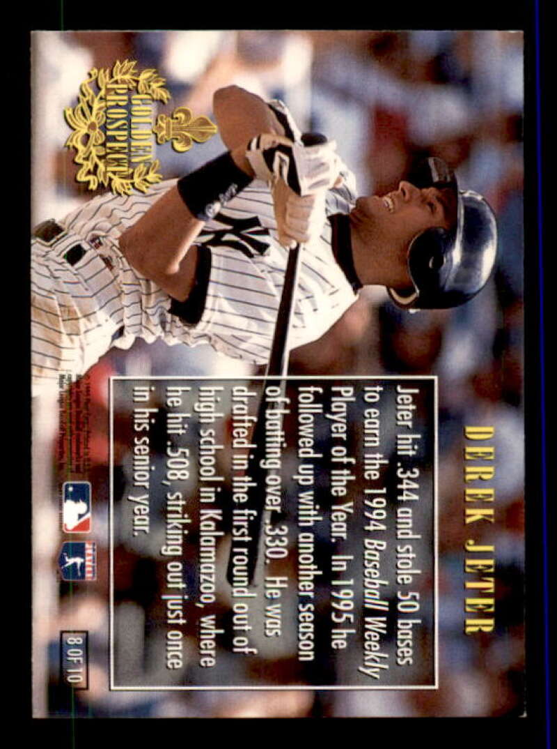 Derek Jeter Rookie Card 1996 Ultra Golden Prospects #8 Image 2