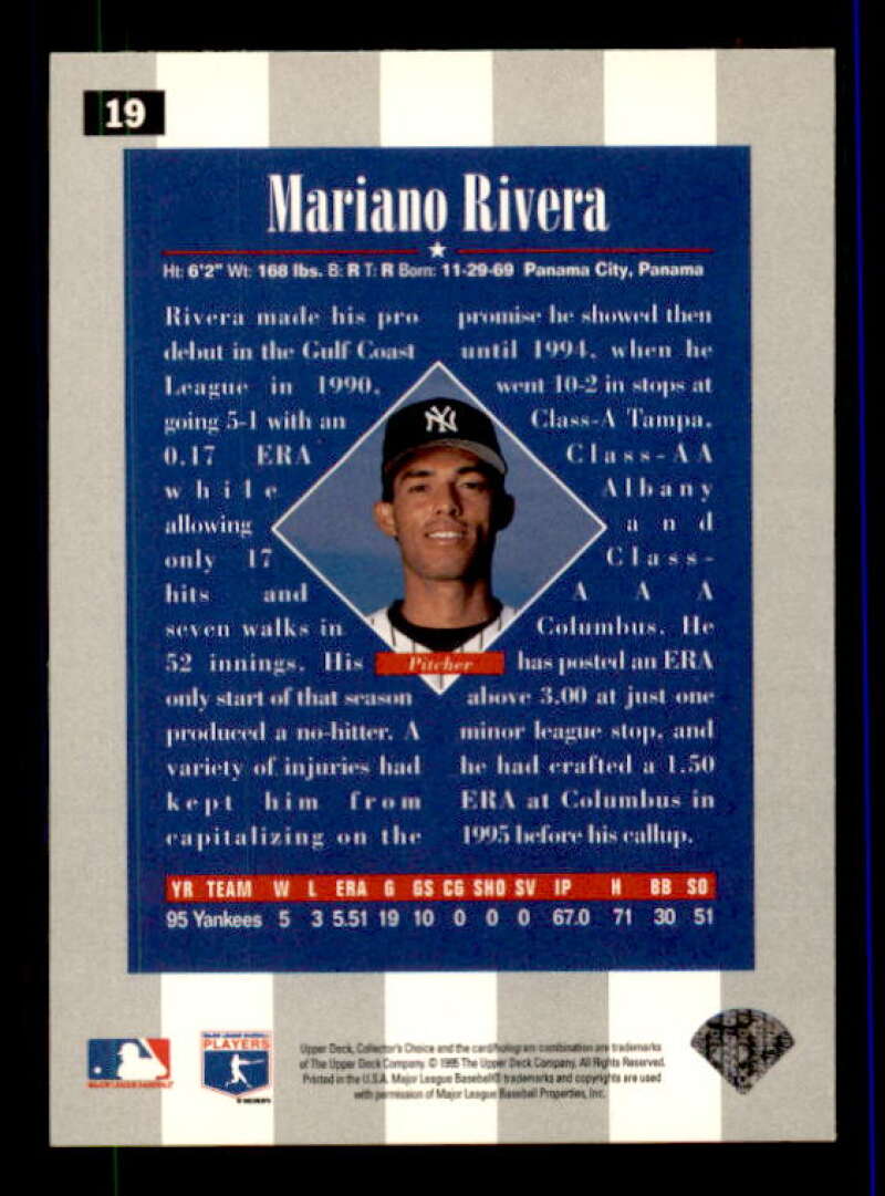 Mariano Rivera Rookie Class Card 1996 Collector's Choice #19 Image 2