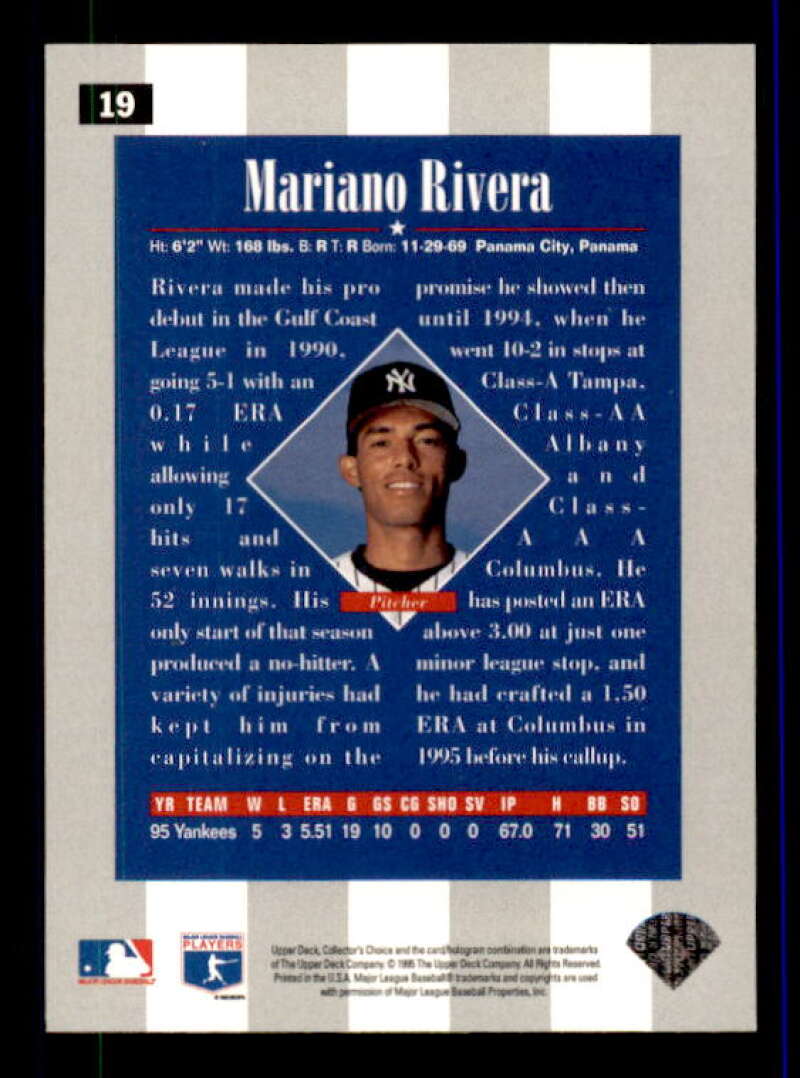 Mariano Rivera Rookie Class Card 1996 Collector's Choice #19 Image 2