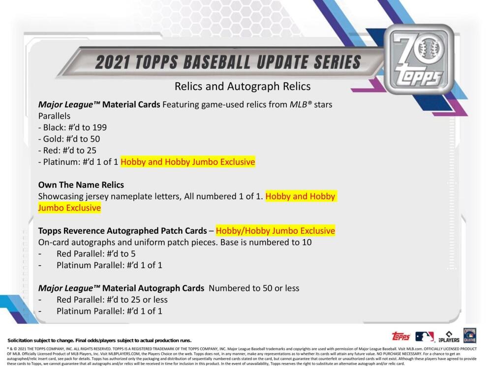 2021 Topps Update Series Baseball Hobby Box Image 7