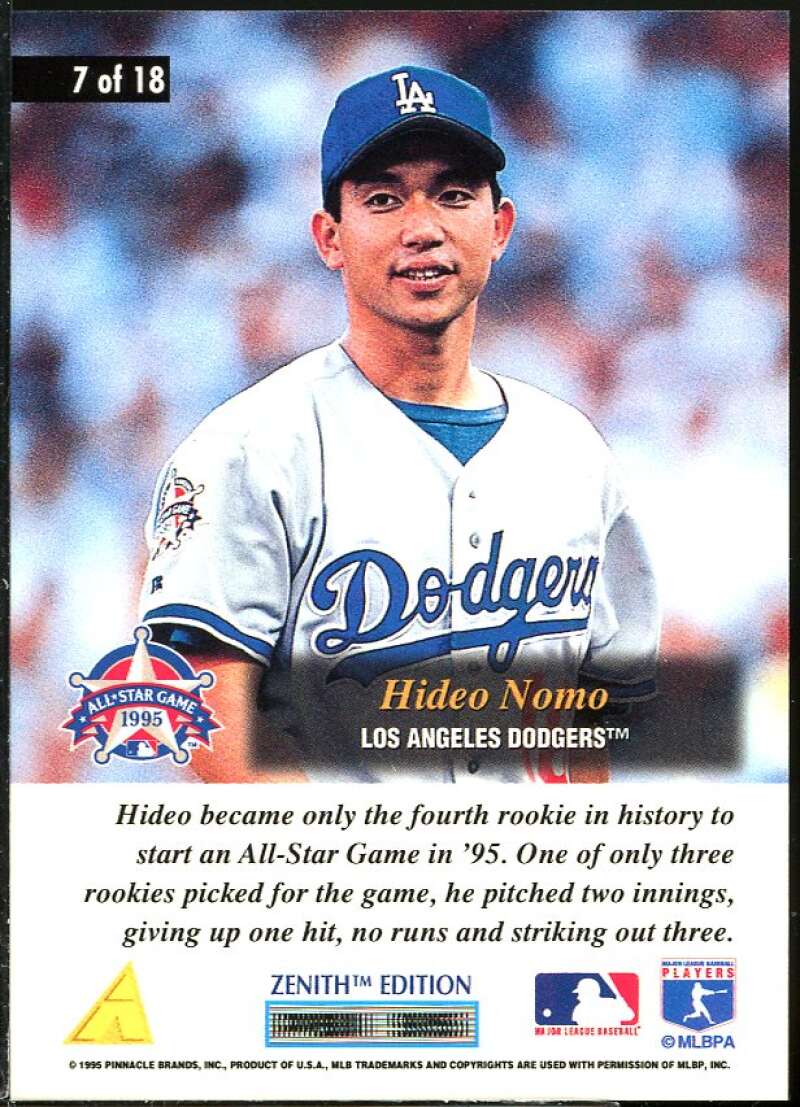 Hideo Nomo Rookie Card 1995 Zenith All-Star Salute #7 Image 2