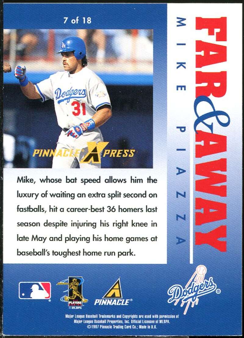 Mike Piazza Card 1997 Pinnacle X-Press Far and Away #7 Image 2