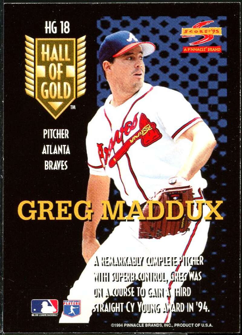 Greg Maddux Card 1995 Score Hall of Gold #HG18 Image 2