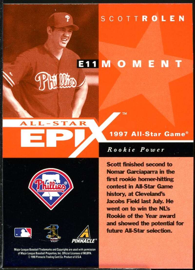 Scott Rolen MOM Card 1998 Pinnacle Plus All-Star Epix #11 Image 2