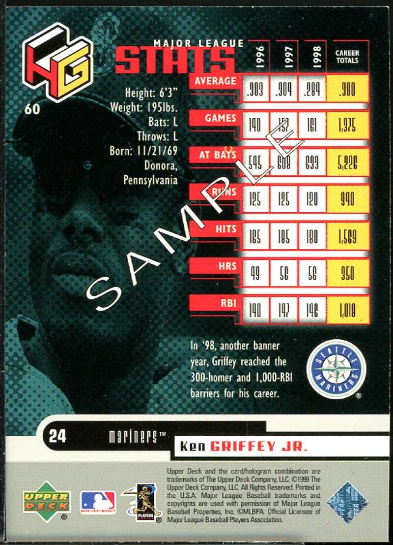 Ken Griffey Jr. Sample Card 1999 Upper Deck HoloGrFX #S60 Image 2