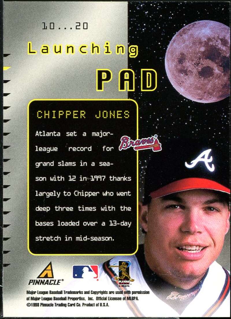 Chipper Jones Card 1998 Pinnacle Performers Launching Pad #10 Image 2