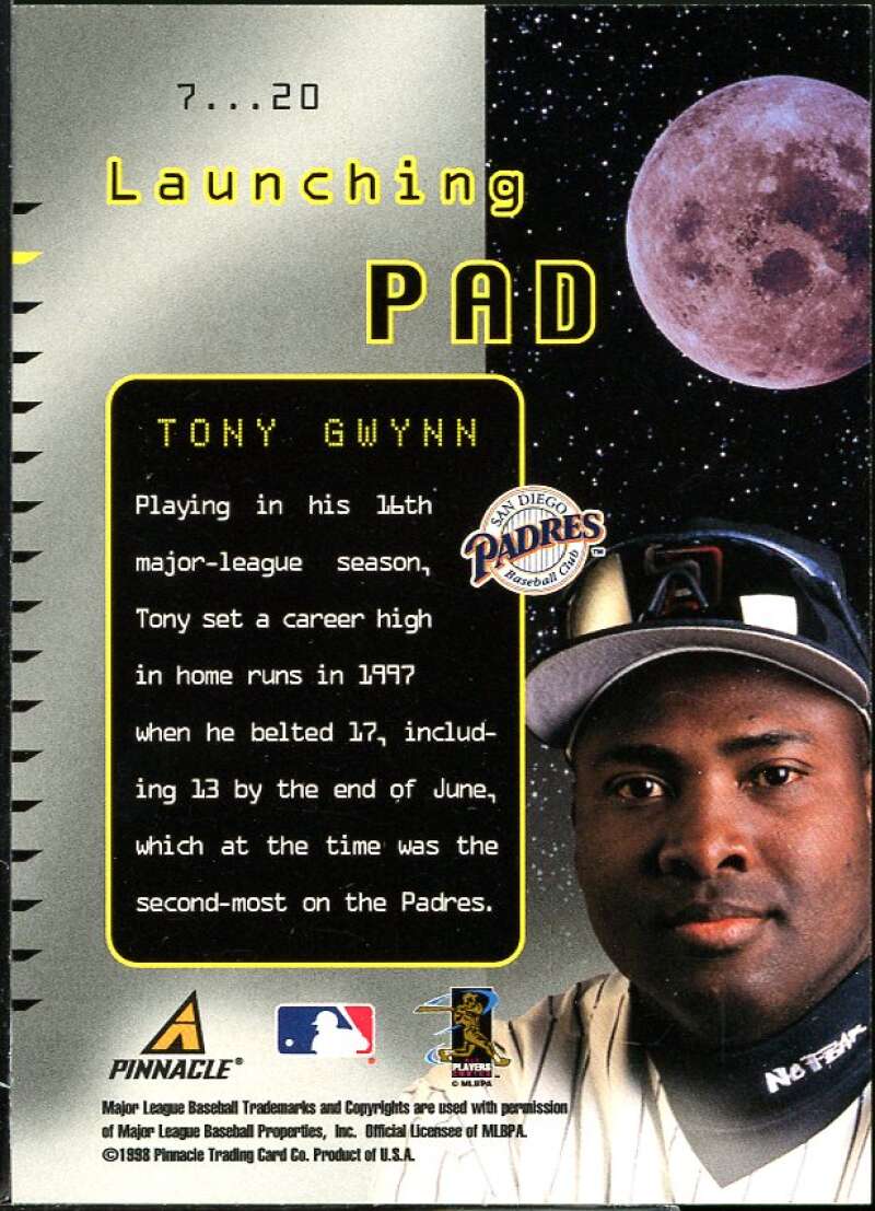 Tony Gwynn Card 1998 Pinnacle Performers Launching Pad #7 Image 2