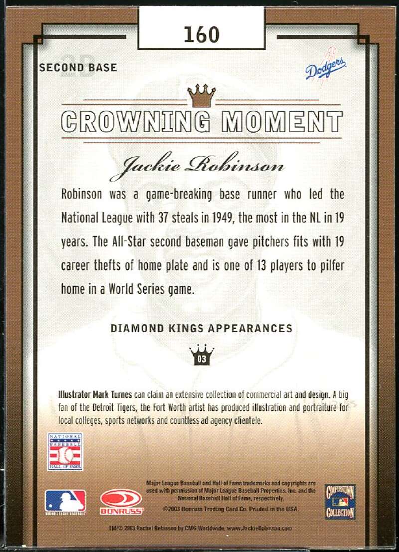 Jackie Robinson RET Card 2003 Diamond Kings #160 Image 2