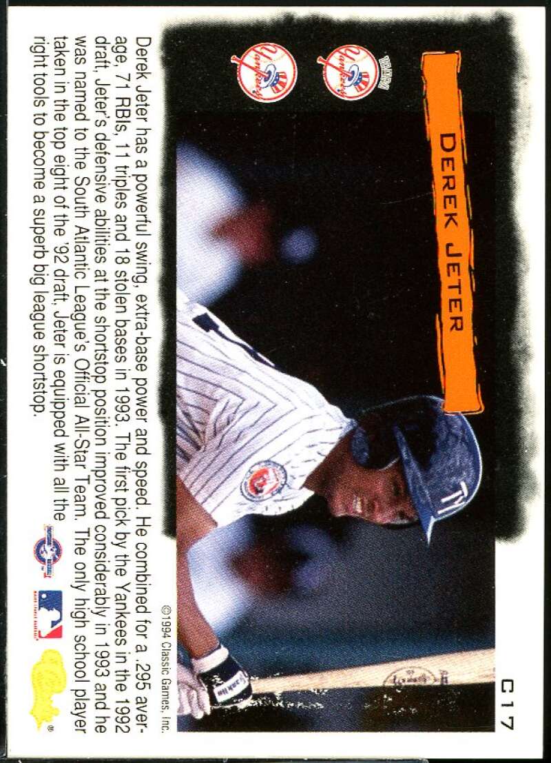 Derek Jeter Card 1994 Classic Cream of the Crop #C17 Image 2