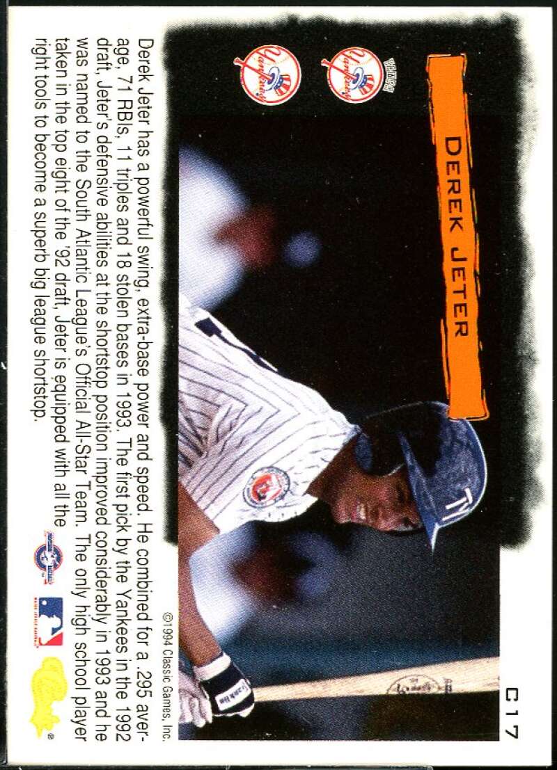 Derek Jeter Card 1994 Classic Cream of the Crop #C17 Image 2