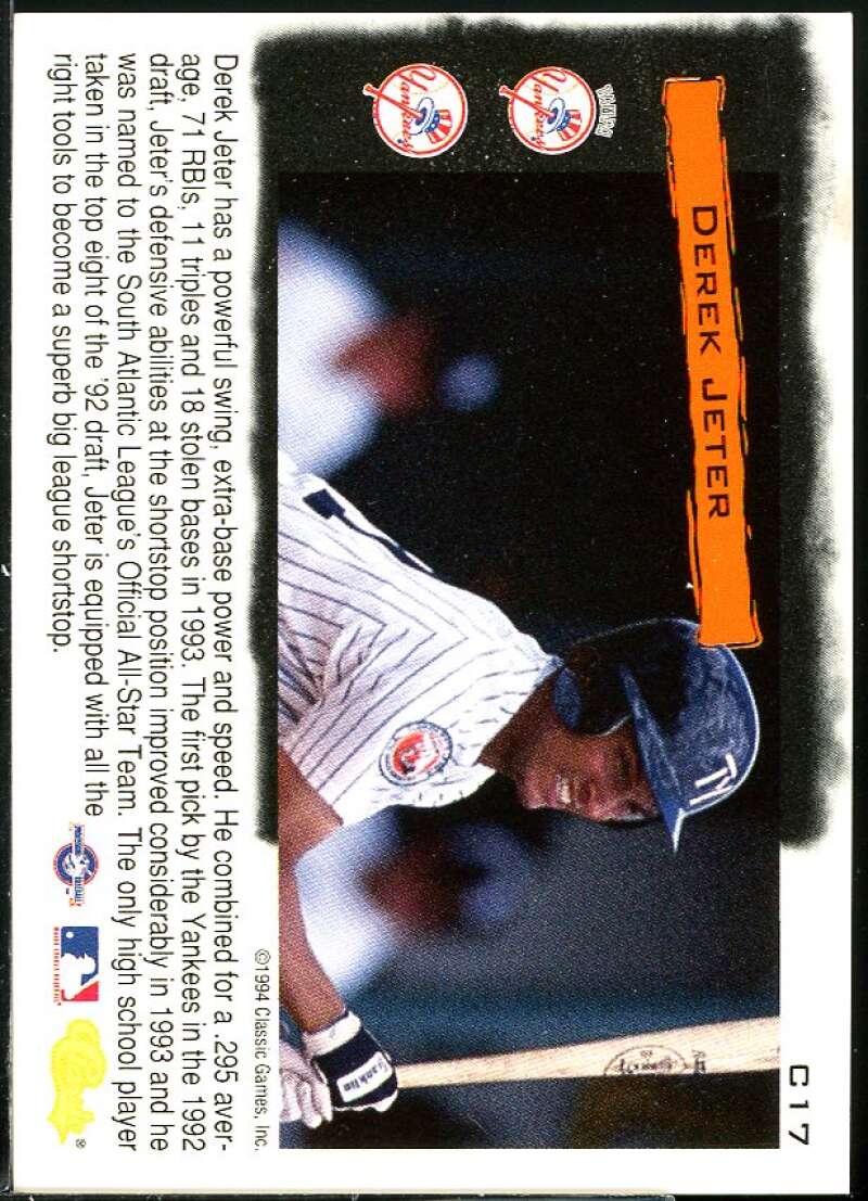 Derek Jeter Card 1994 Classic Cream of the Crop #C17 Image 2