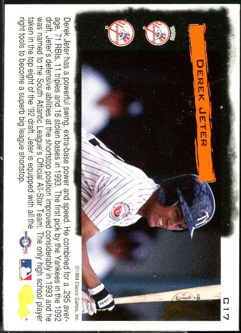 Derek Jeter Card 1994 Classic Cream of the Crop #C17 Image 2