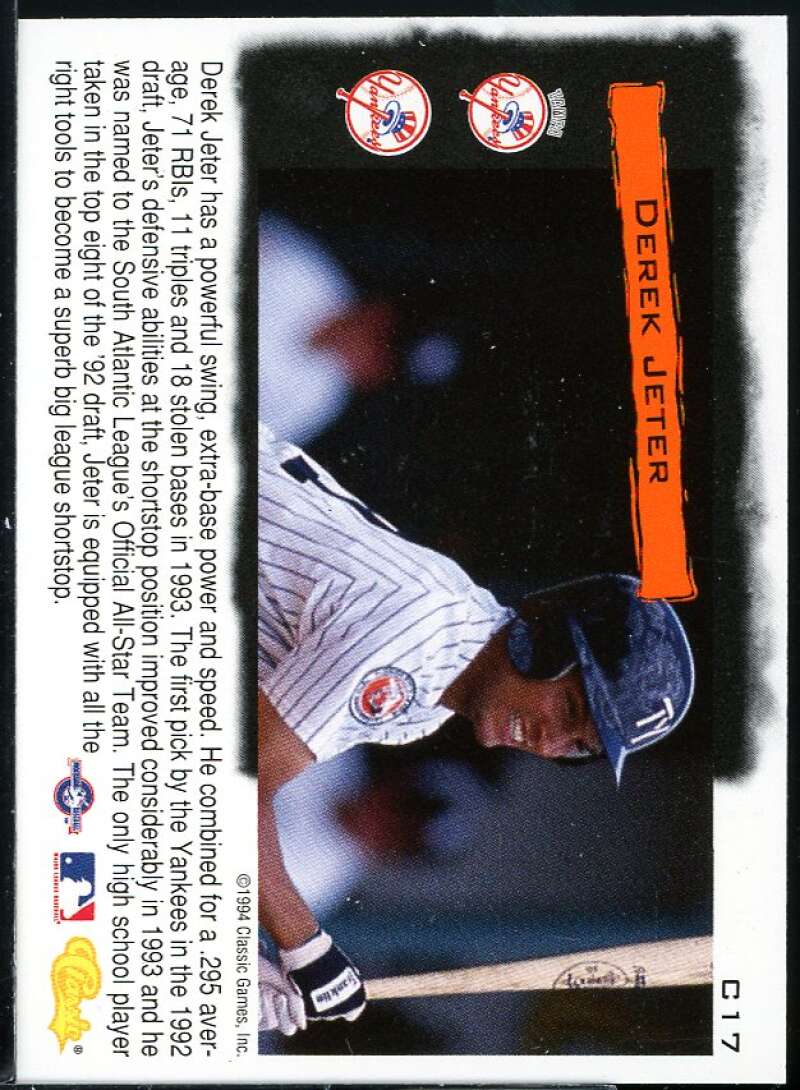 Derek Jeter Card 1994 Classic Cream of the Crop #C17 Image 2