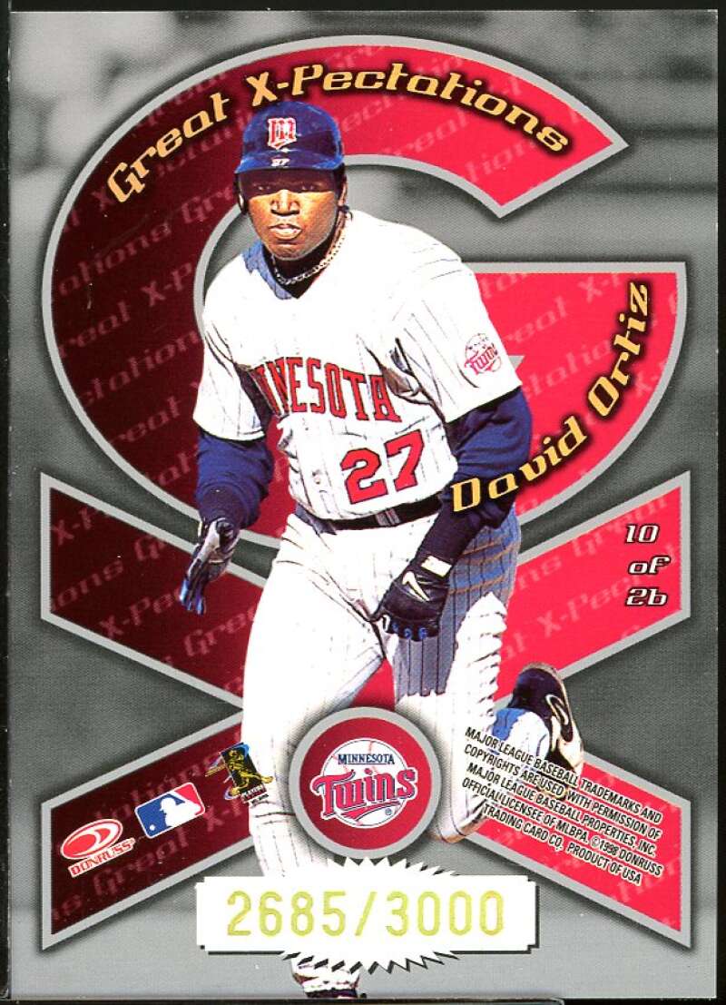 M.Vaughn/David Ortiz Rookie Card 1998 Donruss Preferred Great X-Pectations #10 Image 2