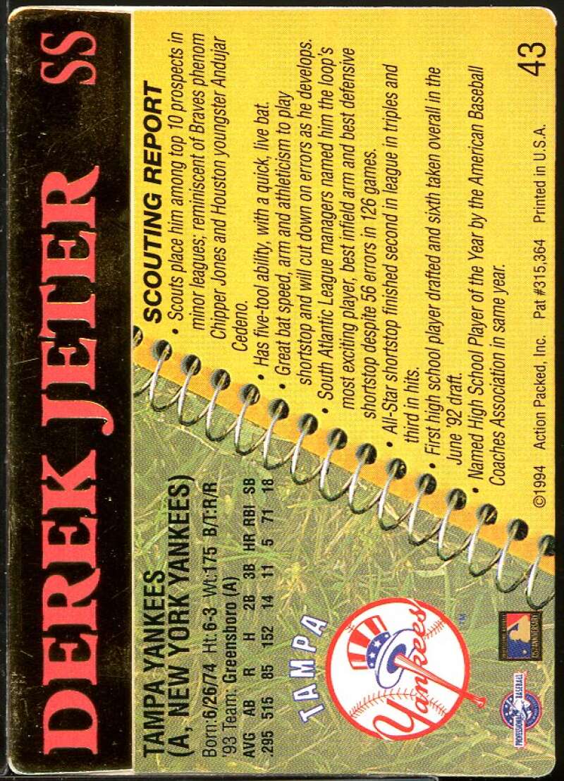 Derek Jeter Card 1994 Action Packed #43 Image 2