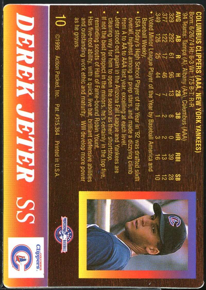 Derek Jeter Card 1995 Action Packed #10 Image 2