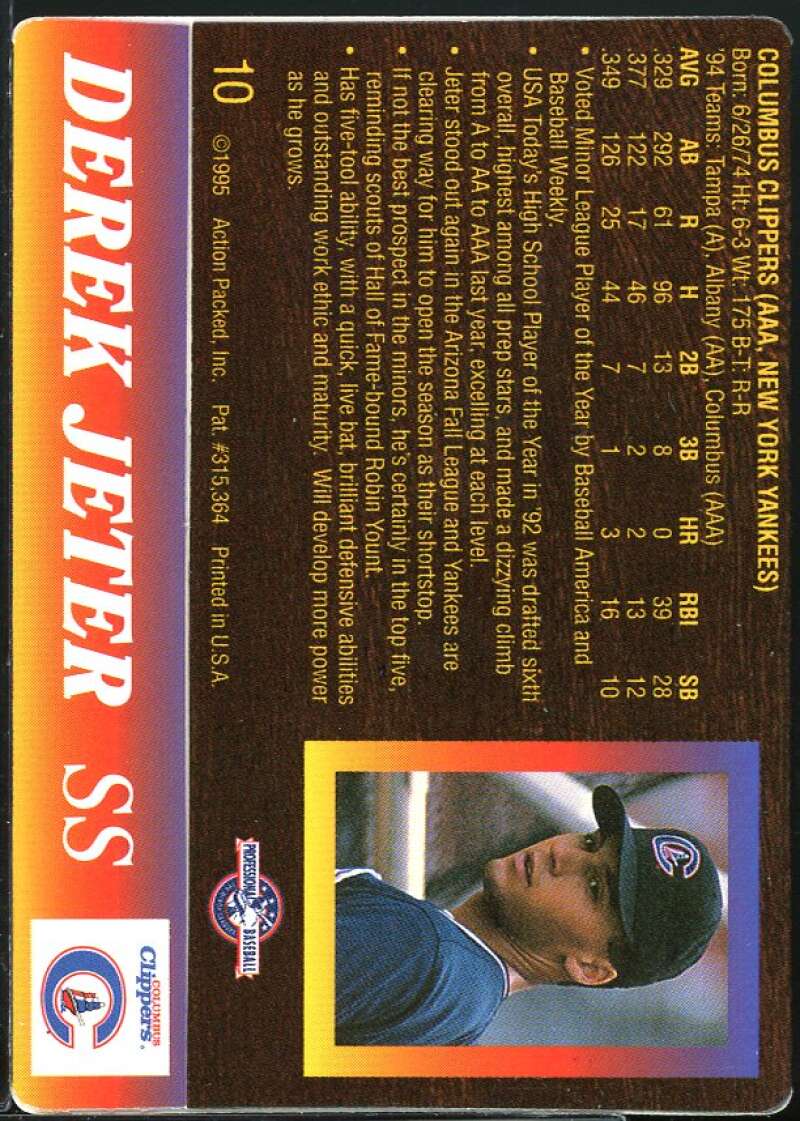Derek Jeter Card 1995 Action Packed #10 Image 2
