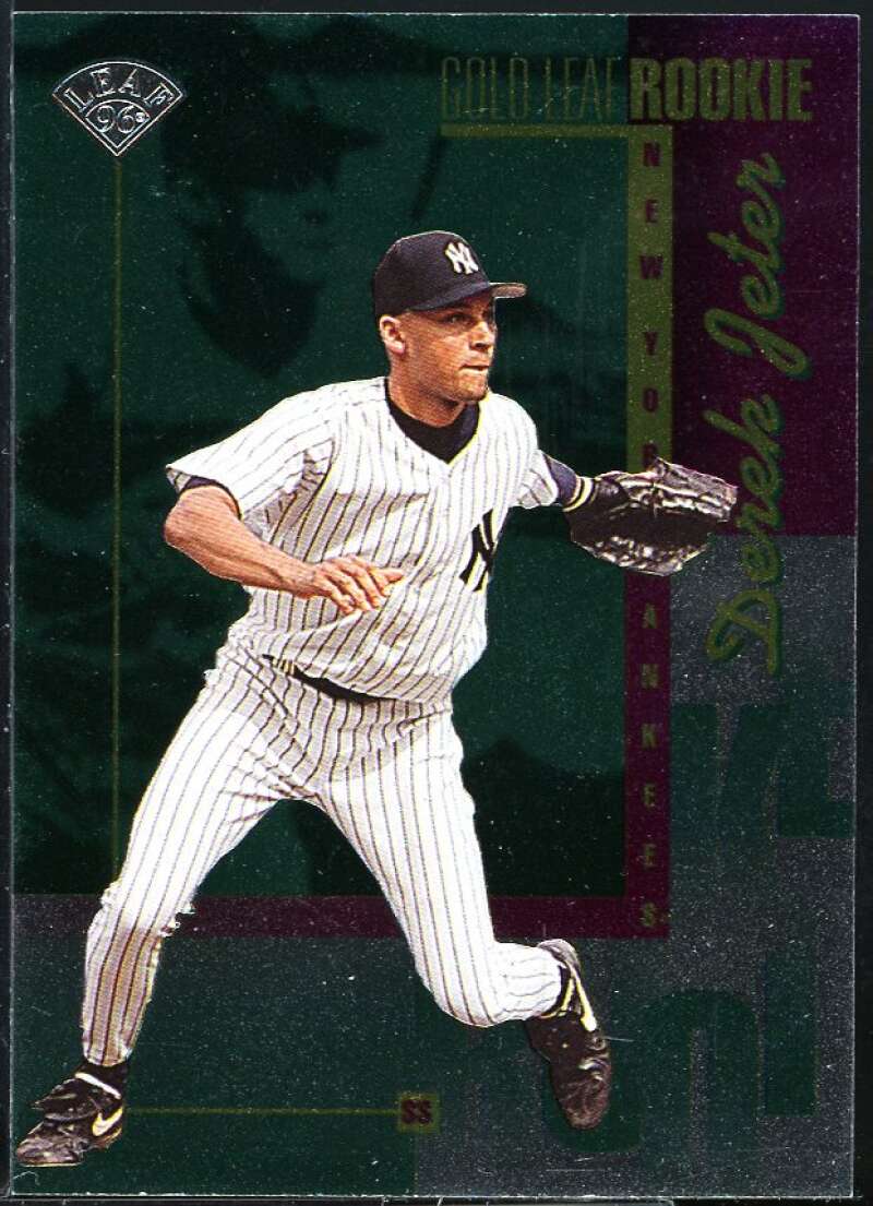 Derek Jeter Gold Leaf Rookie Card 1996 Leaf #211 Image 1