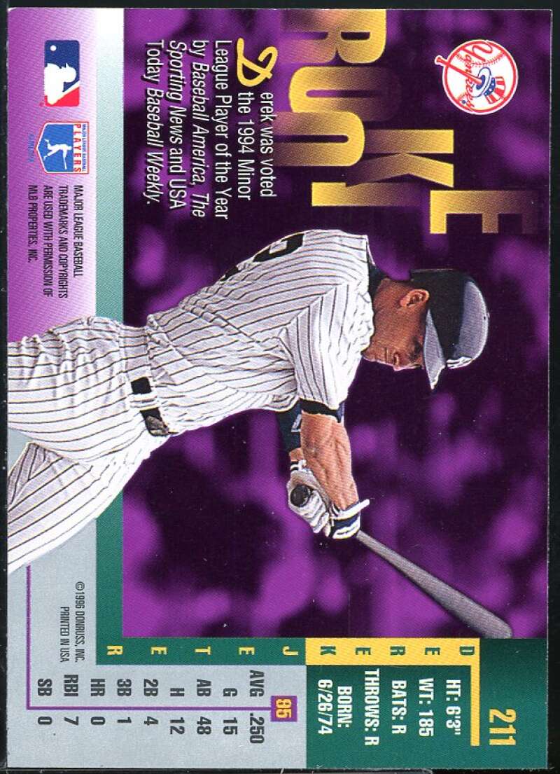 Derek Jeter Gold Leaf Rookie Card 1996 Leaf #211 Image 2