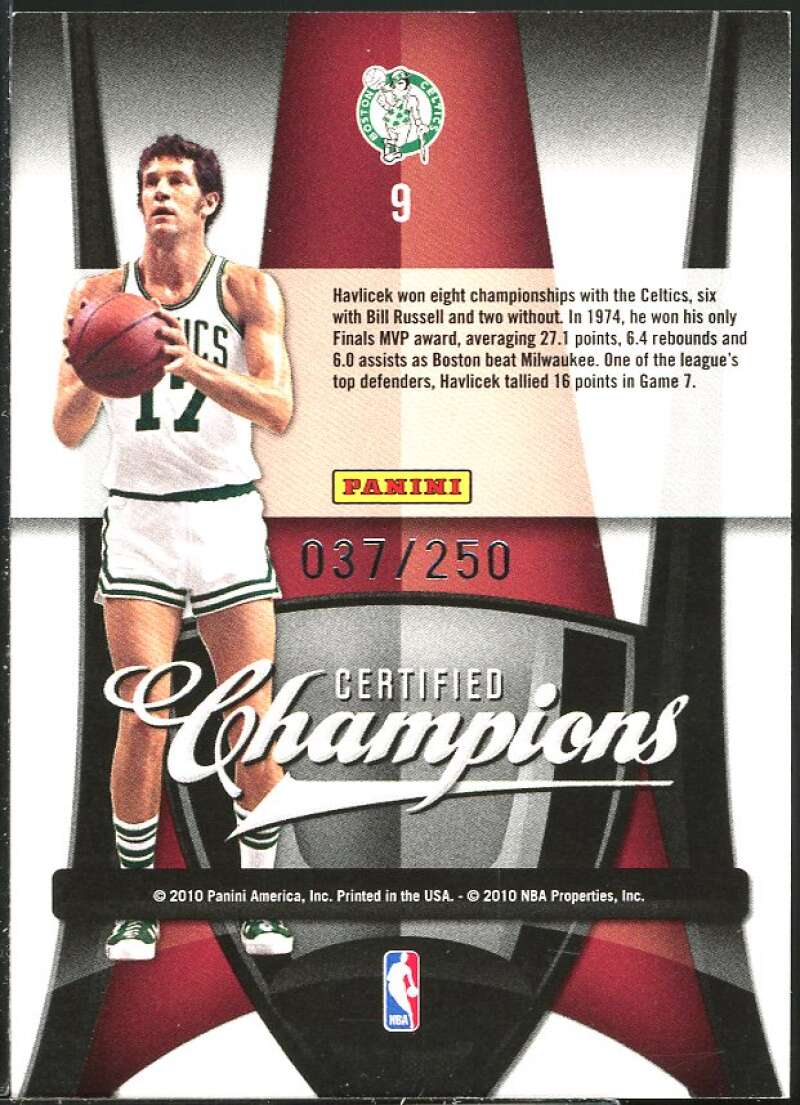 John Havlicek Card 2009-10 Certified Champions Red #9 Image 2