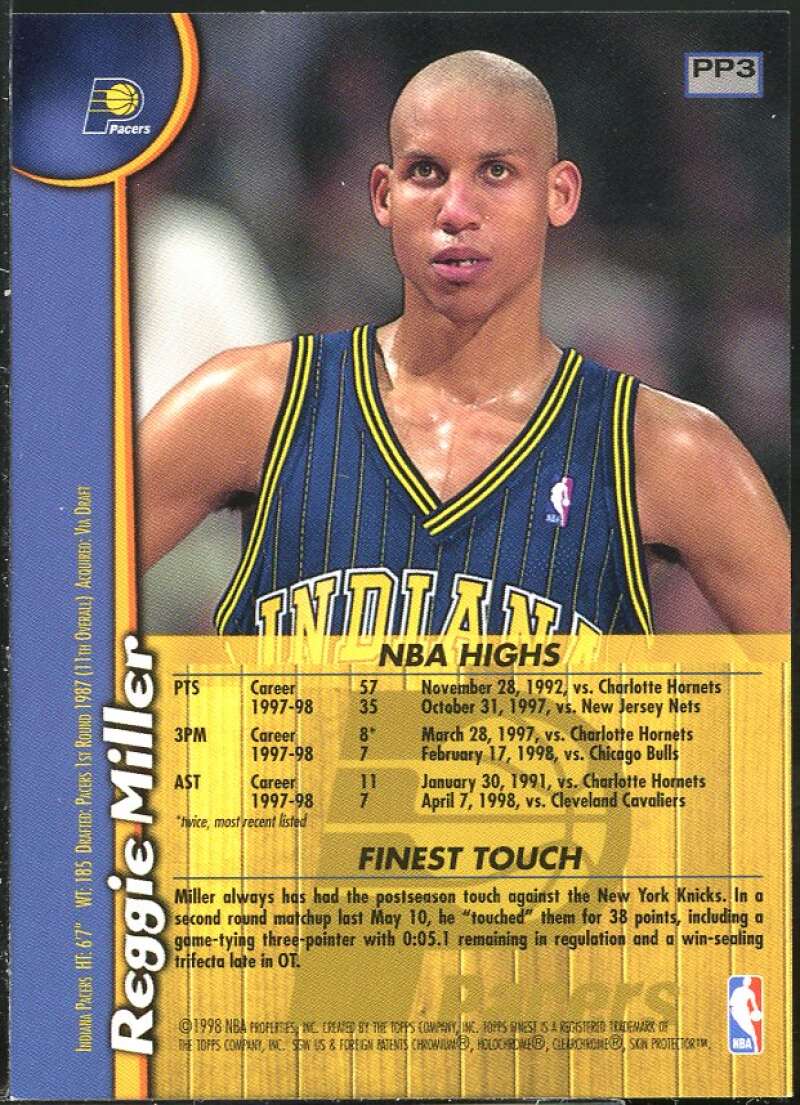 Reggie Miller Card 1998-99 Finest Promos #PP3 Image 2