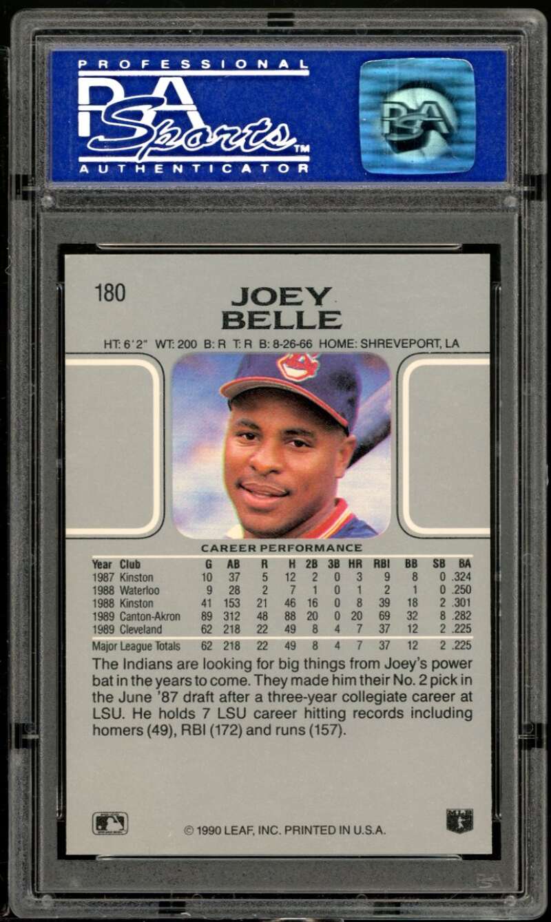 Joey Belle Rookie Card 1990 Leaf #180 PSA 9 Image 2