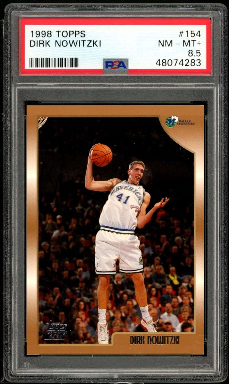 Dirk Nowitzki Rookie Card 1998-99 Topps #154 PSA 8.5 Image 1