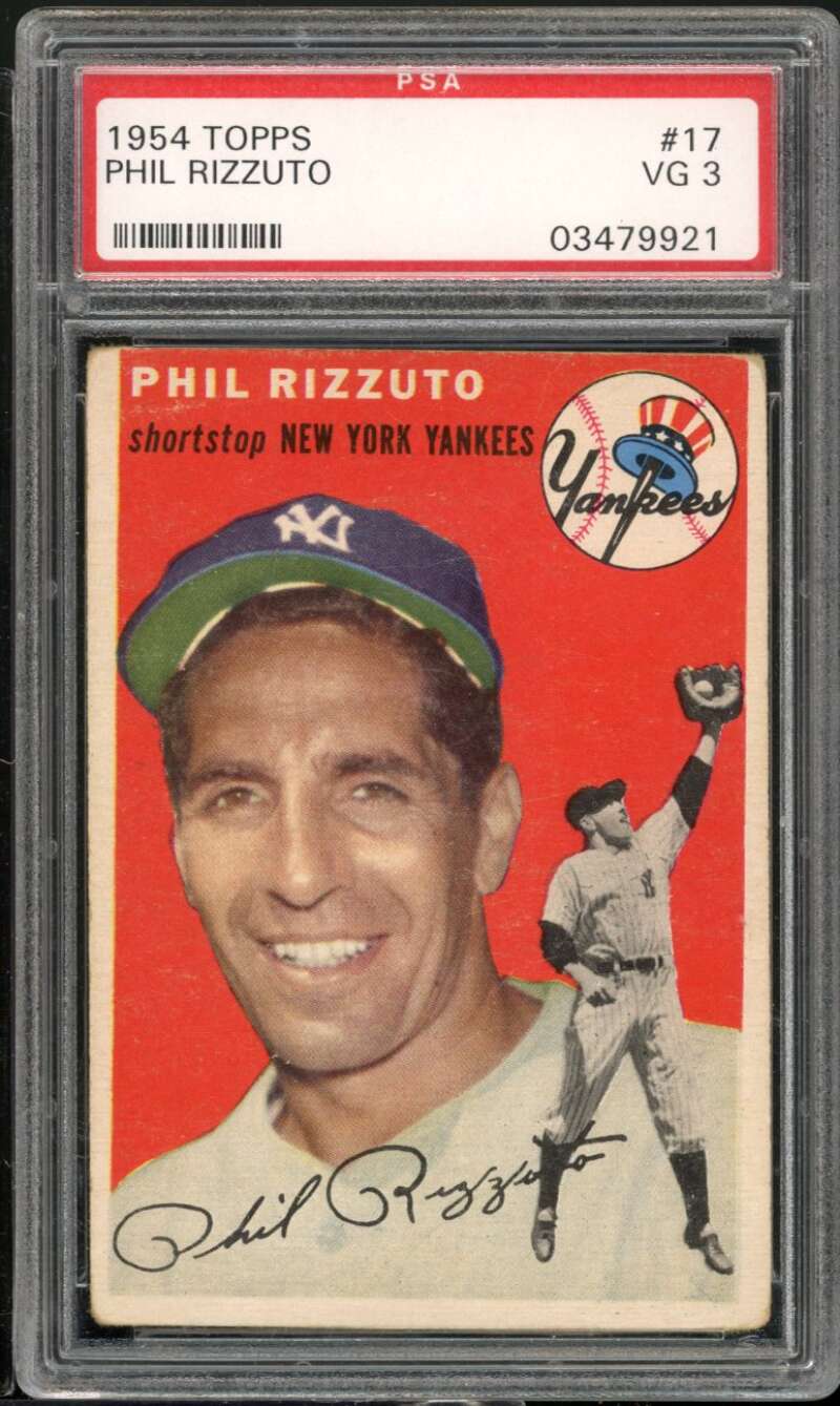 Phil Rizzuto Card 1954 Topps #17 PSA 3 Image 1