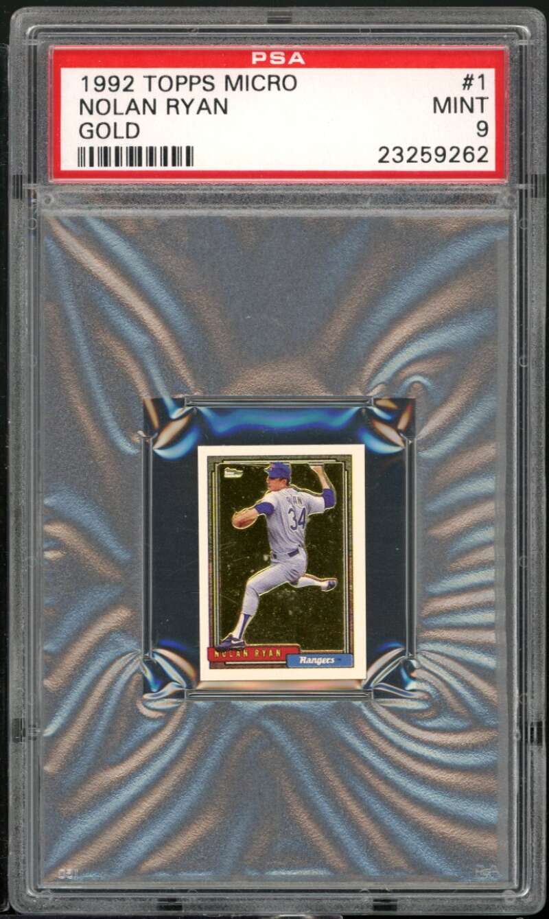 Nolan Ryan Card 1992 Topps Micro Gold #1 PSA 9 Image 1