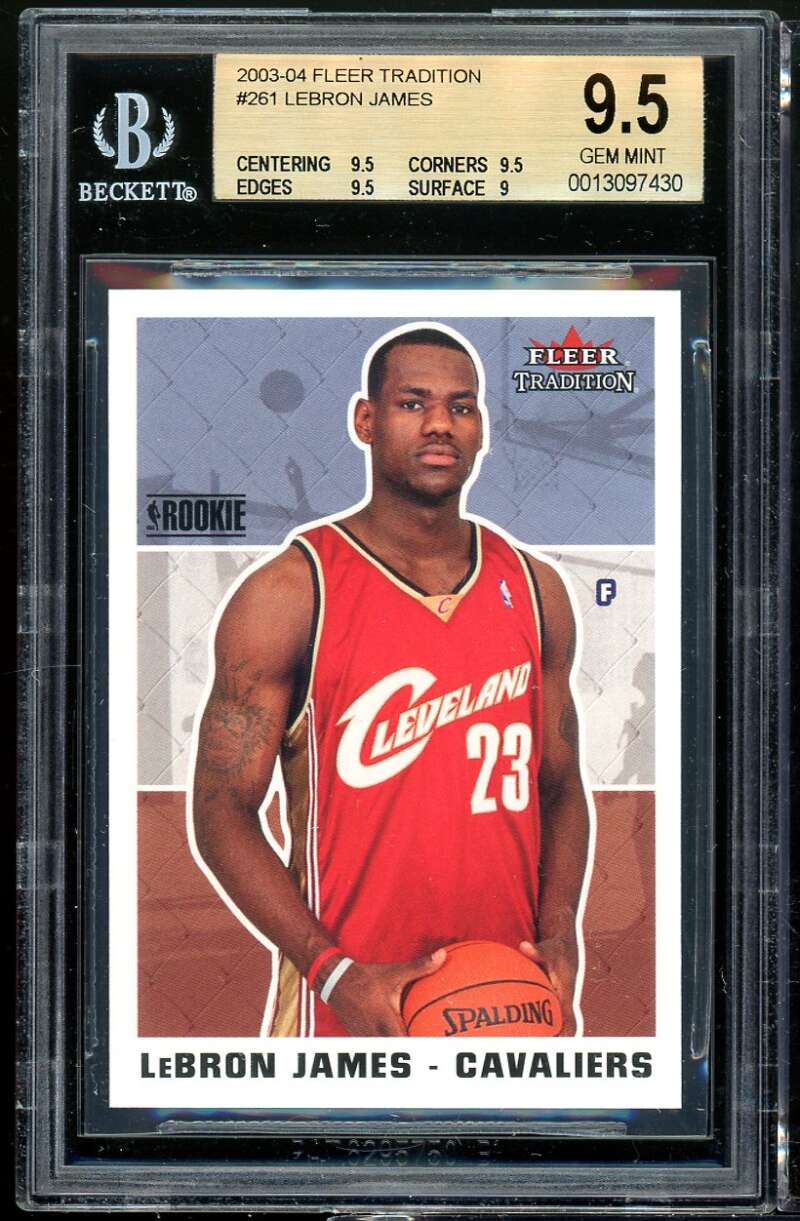 LeBron James Card 2003-04 Fleer Tradition #261 BGS 9.5 (9.5 9.5 9.5 9) Image 1