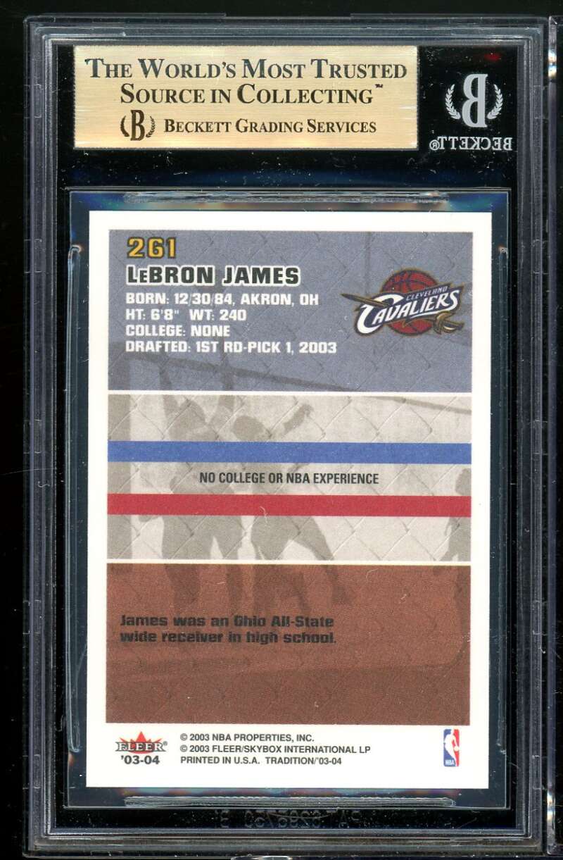 LeBron James Card 2003-04 Fleer Tradition #261 BGS 9.5 (9.5 9.5 9.5 9) Image 2