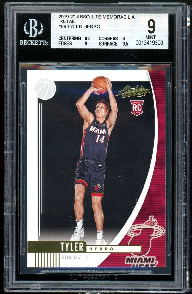 Tyler Herro Rookie Card 2019-20 Panini Absolute Memorabilia Retail #89 BGS 9 Image 1