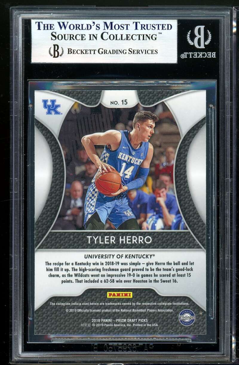 Tyler Herro Rookie 2019-20 Panini Prizm Draft Picks #15 BGS 9 (8.5 9.5 9.5 9.5) Image 2