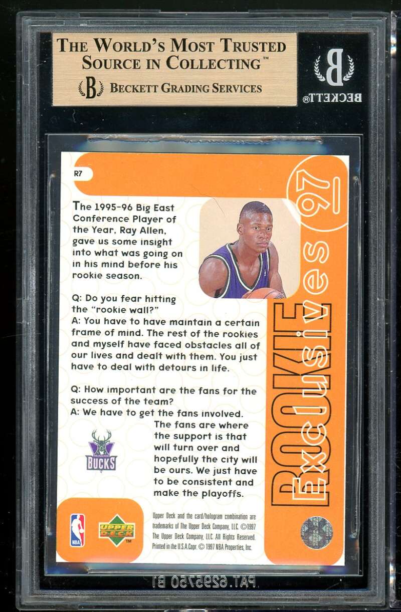 Ray Allen Card 1996 Upper Deck Rookie Exclusives #R7 BGS 9.5 (9.5 9.5 9 9.5) Image 2