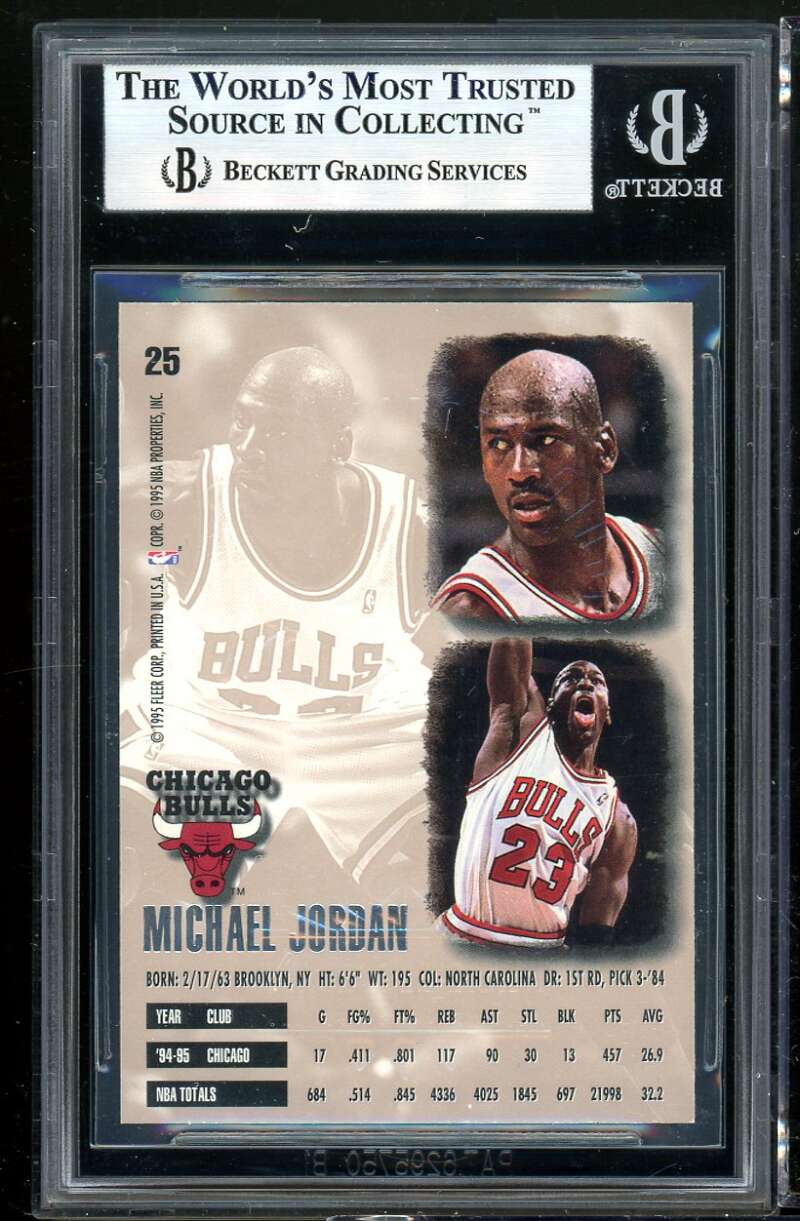 Michael Jordan Card 1995-96 Ultra Gold Medallion #25 BGS 9 (9.5 9.5 8.5 9) Image 2