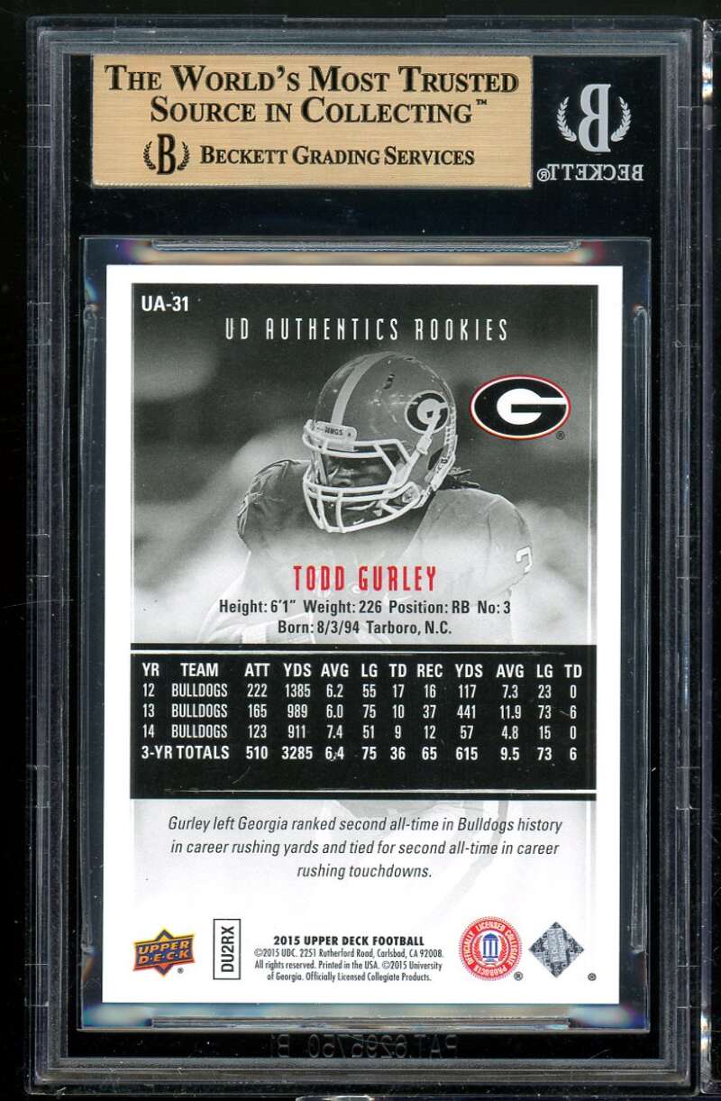 Todd Gurley 2015 Upper Deck Authentics Rookies #UA-31 BGS 9.5 (9.5 9.5 9.5 9) Image 2