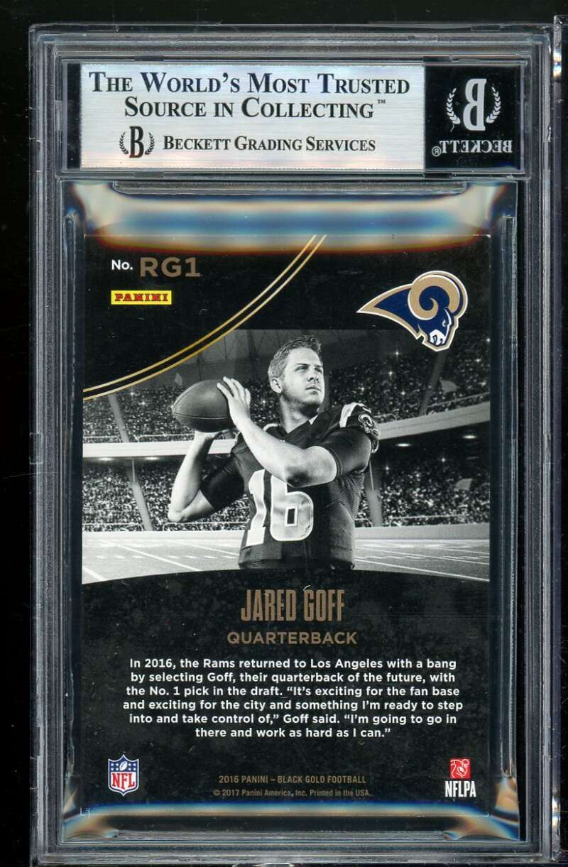 Jared Goff RC 2016 Panini Black Gold Holo White #218 (1/50) BGS 9 (9.5 9 9.5 9) Image 2