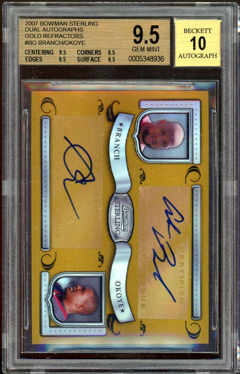 Branch / Okoye Rookie 2007 Bowman Sterling Dual Auto Gold Ref #80 BGS 9.5 Image 1