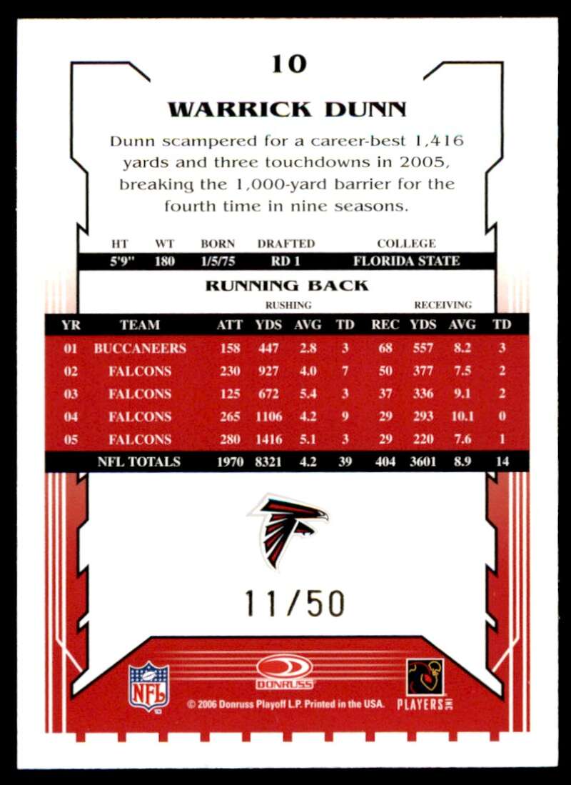 Warrick Dunn Card 2006 Score Select Gold #10 Image 2