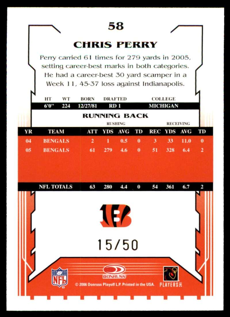 Chris Perry Card 2006 Score Select Gold #58 Image 2