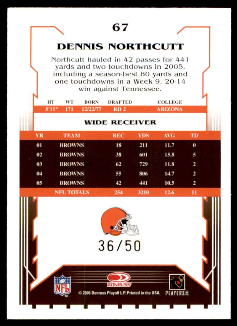 Dennis Northcutt Card 2006 Score Select Gold #67 Image 2