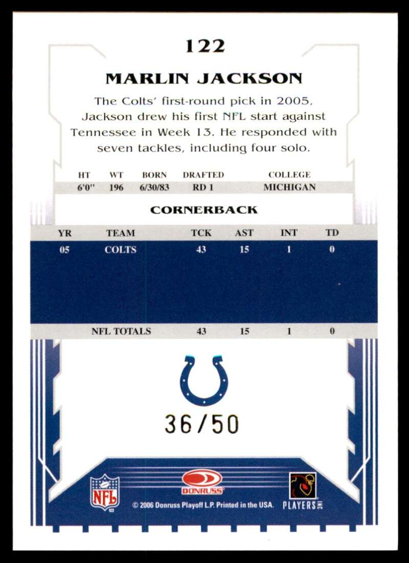 Marlin Jackson Card 2006 Score Select Gold #122 Image 2