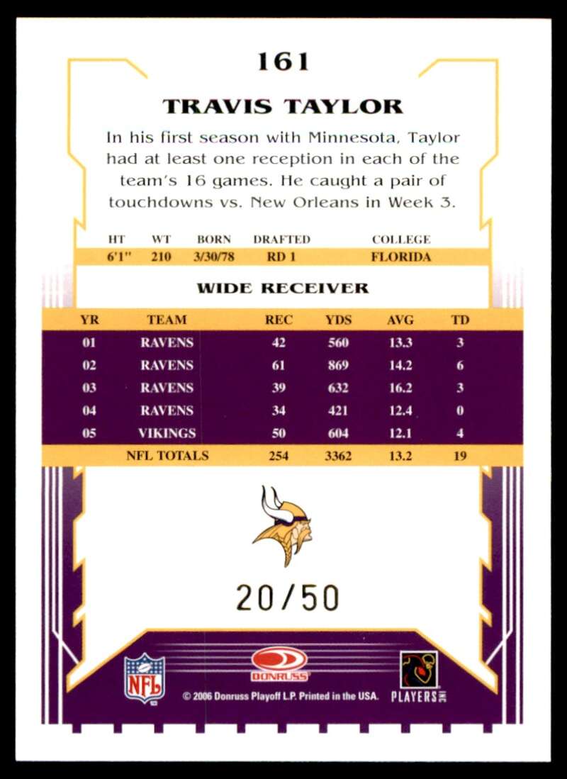 Travis Taylor Card 2006 Score Select Gold #161 Image 2