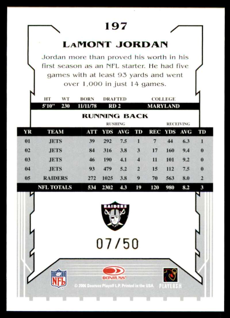 LaMont Jordan Card 2006 Score Select Gold #197 Image 2