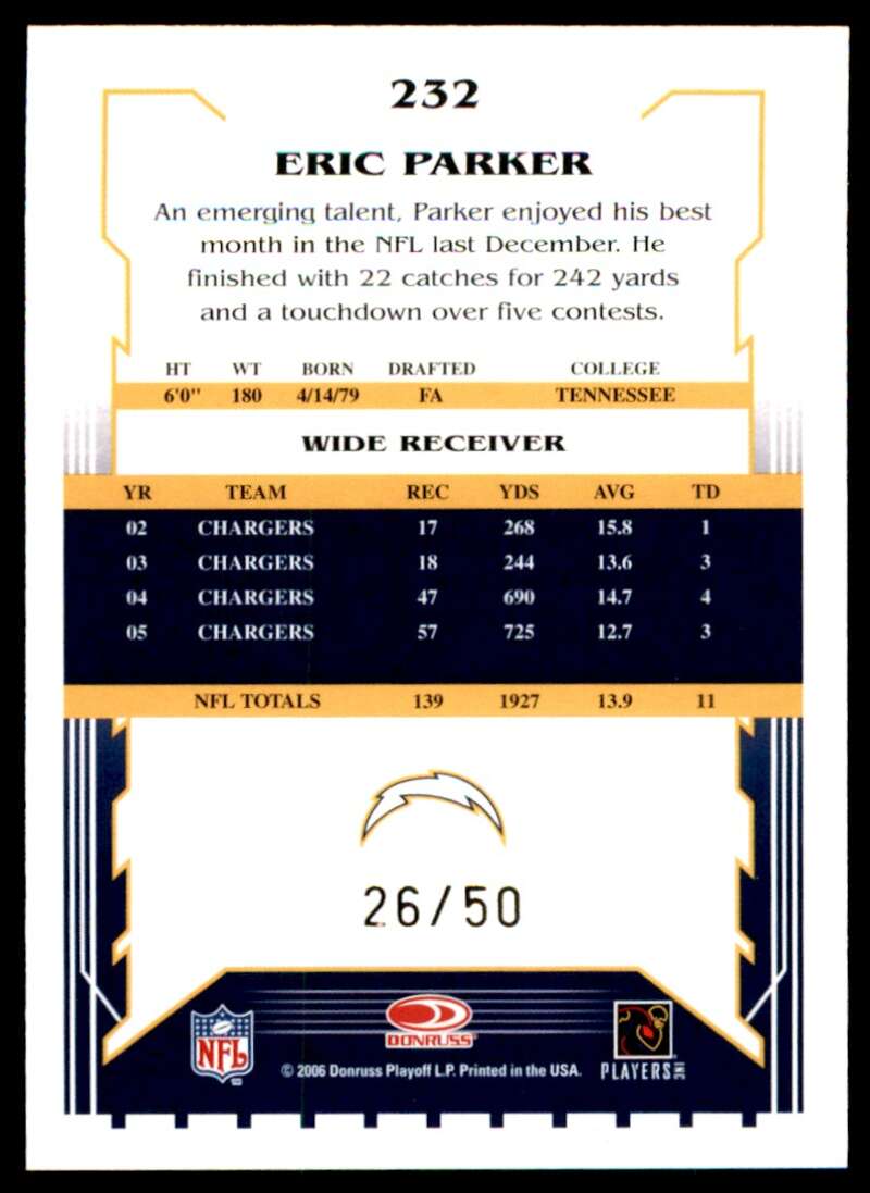 Eric Parker Card 2006 Score Select Gold #232 Image 2