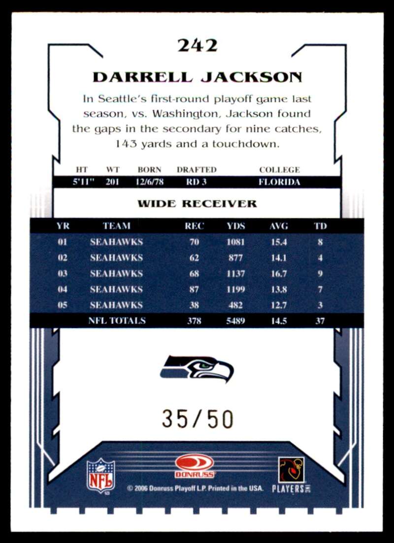 Darrell Jackson Card 2006 Score Select Gold #242 Image 2