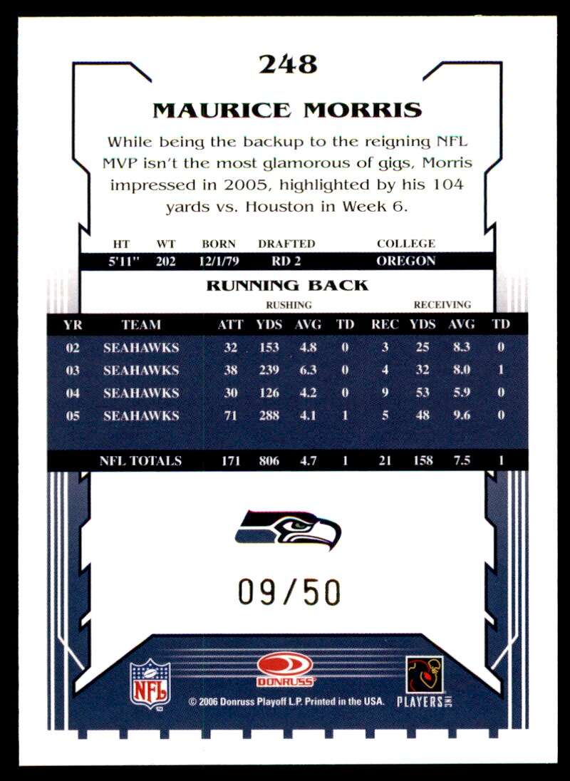 Maurice Morris Card 2006 Score Select Gold #248 Image 2