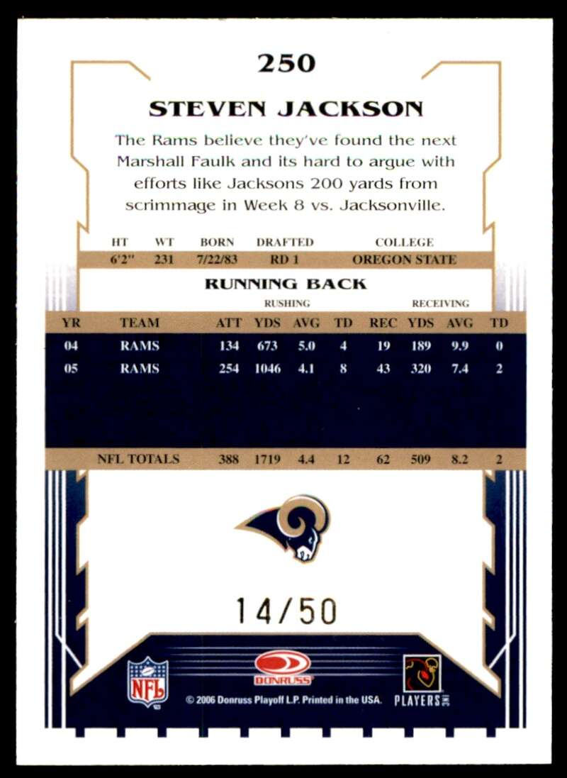 Steven Jackson Card 2006 Score Select Gold #250 Image 2