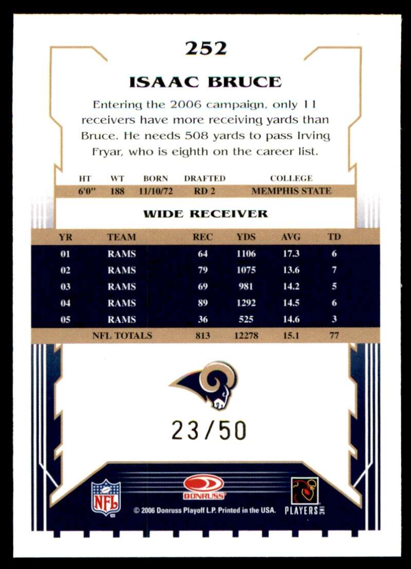 Isaac Bruce Card 2006 Score Select Gold #252 Image 2